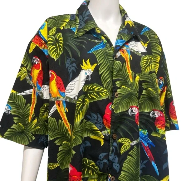 Bill Blass Vintage Hawaiian Parrot Tropical  Multicolor Button Up Shirt Size XL - Picture 3 of 7